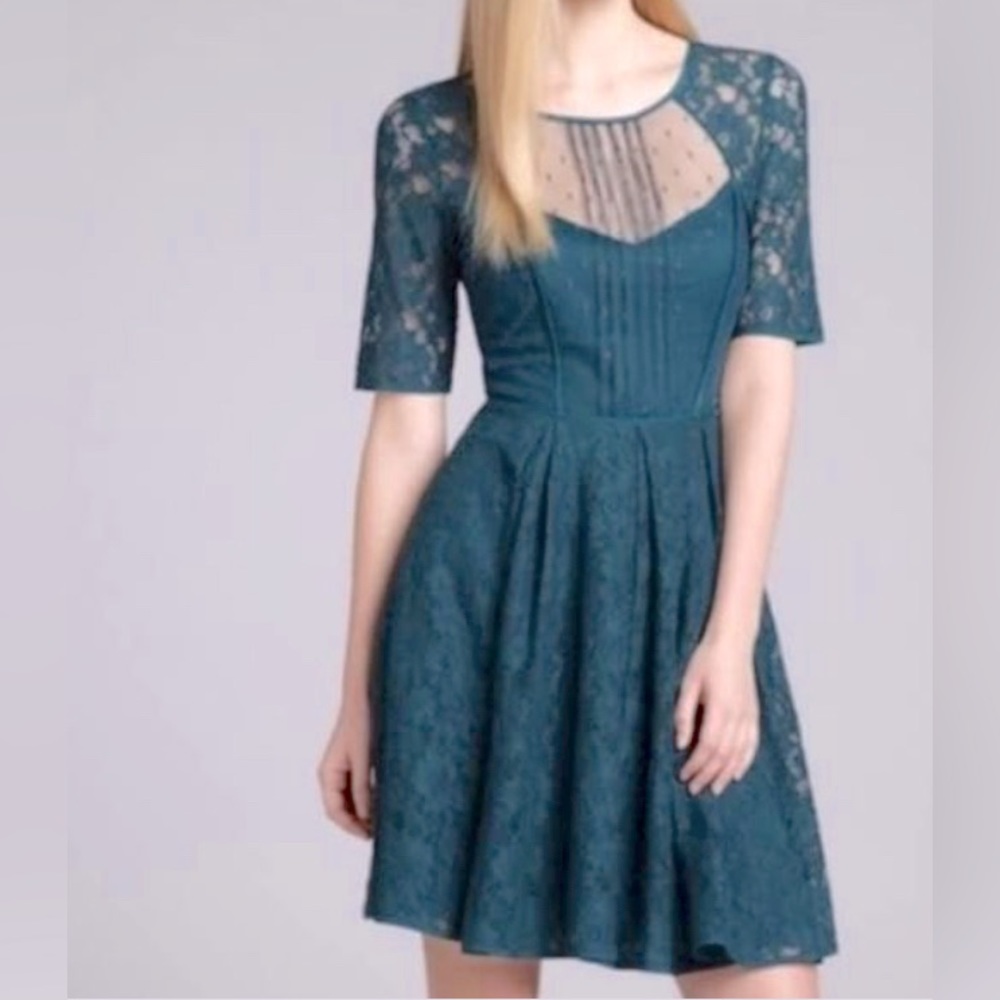 BCBG dark teal lace dress